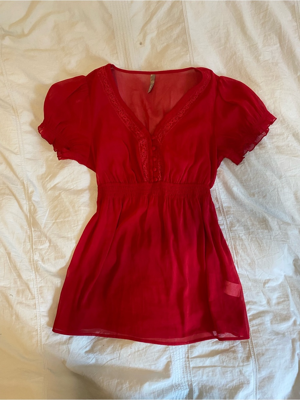 Red sheer babydoll top